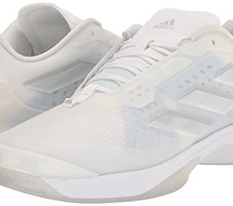 Adidas Women's Avacourt Tennis Shoe White/White/Silver Metallic 11